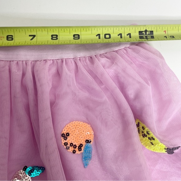 Lot of 2 Skirts - Cat & Jack Size L 10/12 - Pink Tulle Sequin Fruit / chambray - Picture 7 of 11